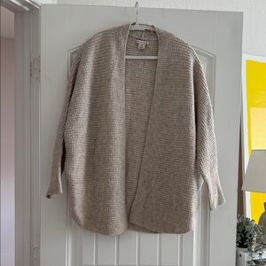 Sincerly Jules Open-Front Waffle Knit Cardigan - Beige